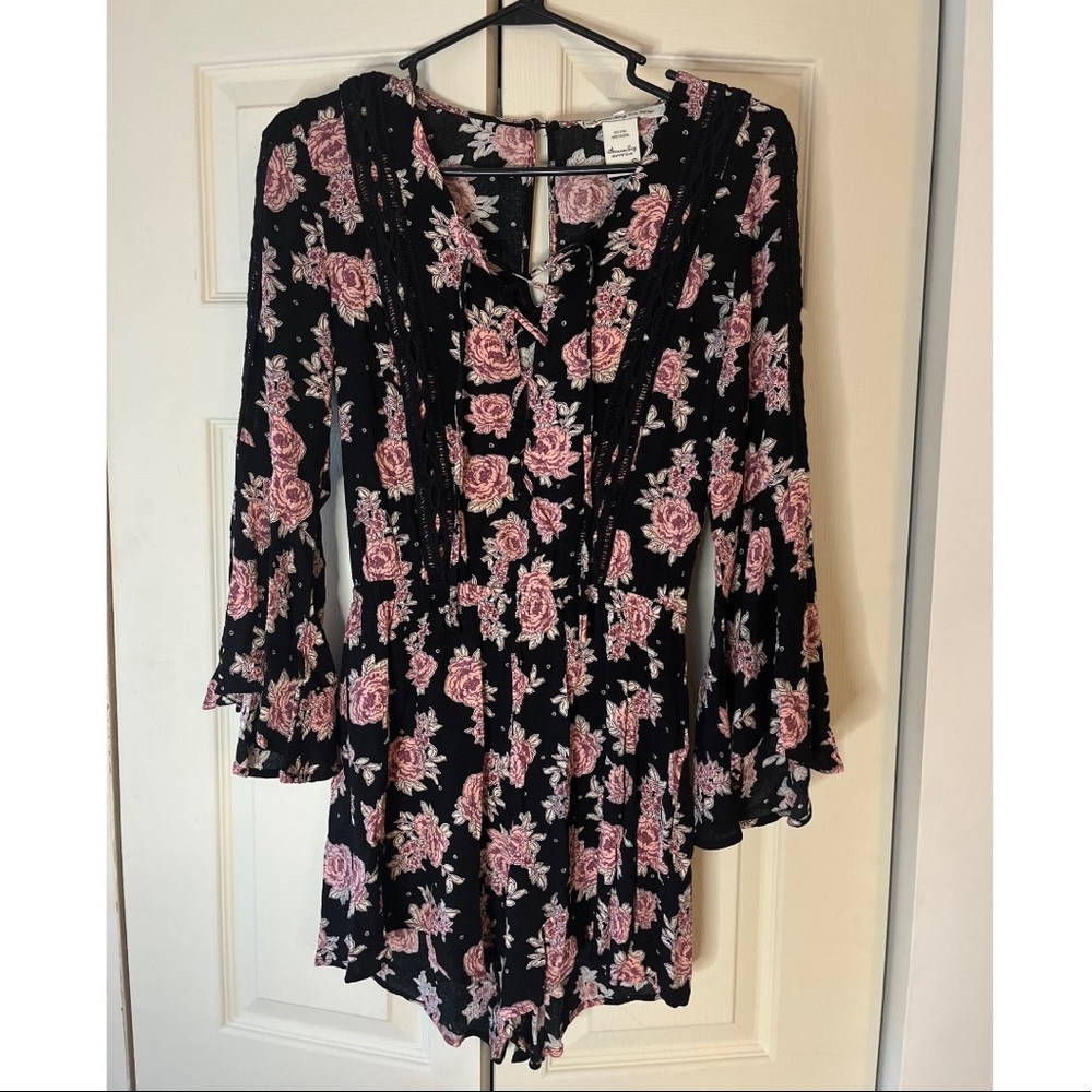 American Rag Black Floral Romper